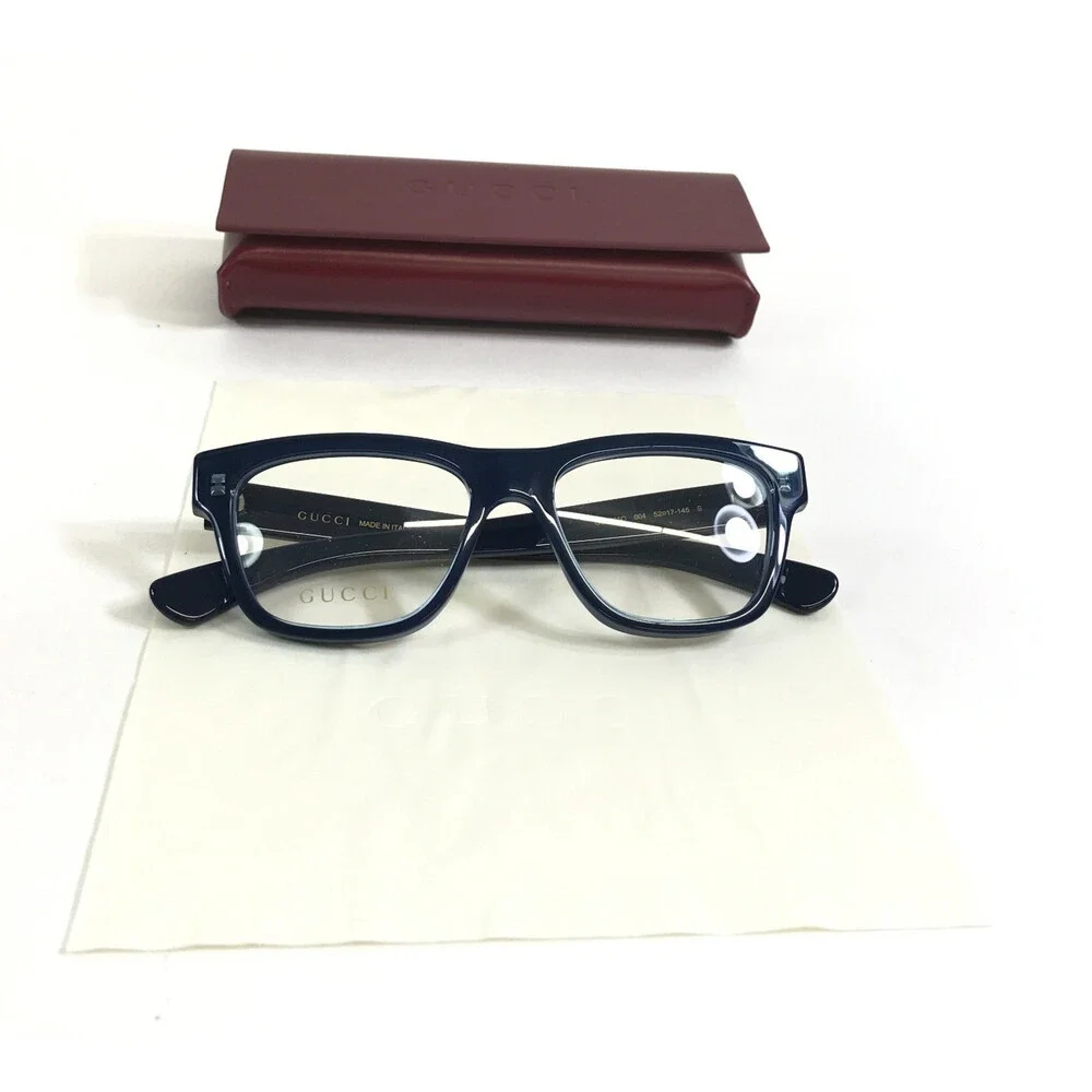 Gucci Eyeglasses Frames GG1795O 004 Polished Blue Square Full Rim 52-14-145